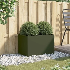 Vaso/floreira 62x40x39 cm aço verde azeitona