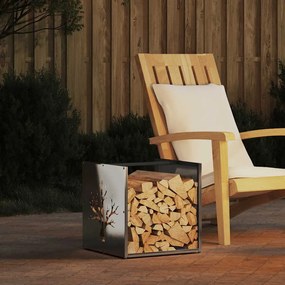 vidaXL Suporte para lenha 40x40x40 cm aço inoxidável