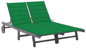 vidaXL Espreguiçadeira de jardim c/ almofadão 2 pessoas acácia cinza