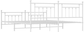 Estrutura de cama com cabeceira e pés 200x200 cm metal branco