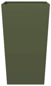 Vaso/floreira de jardim 2 pcs 45x45x75 cm aço verde azeitona