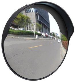 Convex Espelho de trânsito para exterior 30 cm policarbonato preto