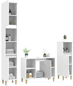 3 pcs conjunto móveis casa de banho derivados de madeira branco
