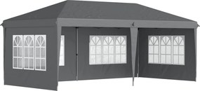 Outsunny Tenda Dobrável 6x3 m Tenda de Jardim para Festas e Eventos com 4 Paredes Laterais Amovíveis 4 Janelas e Bolsa de Transporte Cinzento | AOSOM Portugal