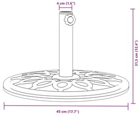 Base de guarda-sol para postes de Ø38/48 mm 12 kg redondo