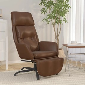 3097749 vidaXL Cadeira de descanso + apoio couro artificial castanho brilhante