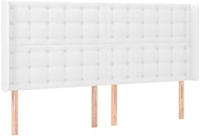 Cabeceira cama c/ LED couro artificial 183x16x118/128 cm branco
