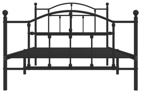 Estrutura de cama com cabeceira e pés 107x203 cm metal preto