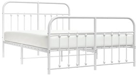 Estrutura de cama com cabeceira e pés 140x190 cm metal branco