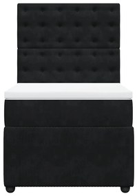 Cama com molas/colchão 100x200 cm veludo preto