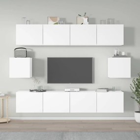 Conjunto móveis de TV 6 pcs madeira processada branco