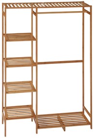 HOMCOM Suporte para Cabides de Bambu com Prateleira de Armazenamento de 6 Níveis e Vara Supensa 90x30x145 cm Madeira