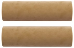 Sofá 2 lugares c/ almofadas decorativas 120 cm veludo castanho