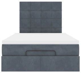 Estrutura de cama otomana com colchões cinza escuro Veludo