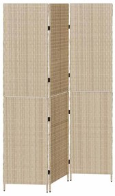 Divisor de Ambientes 3 Painéis Dobrável Bege 147x180 cm Polirattan