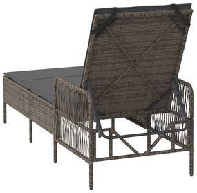 Espreguiçadeira Cinza e cinza escuro Vime PE 157 x 55 x 92 cm
