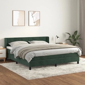 vidaXL Cama com molas/colchão 160x200 cm veludo verde-escuro