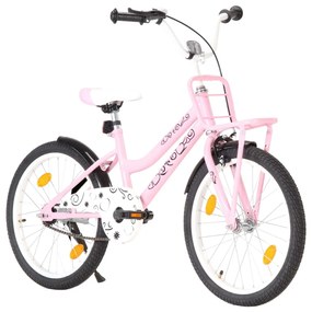 vidaXL Bicicleta criança c/ plataforma frontal roda 20" rosa e preto