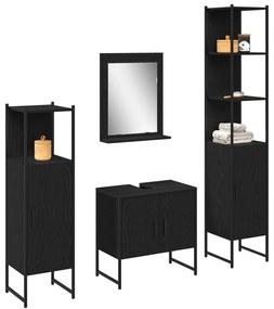 Conjunto de Móveis para Casa de Banho 4 Peças em Carvalho Preto - Made