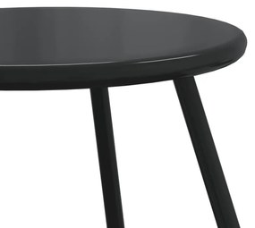 Mesas centro p/ jardim redondas 2 pcs aço revestido a pó preto