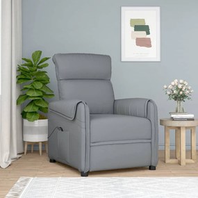 vidaXL Poltrona elevatória tecido cinzento-claro