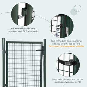 HOMCOM Porta para Vedação de Jardim de Aço com Maçaneta de Fechadura e