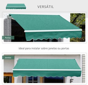 Toldo Manual 395x245 cm Toldo de Varanda Pátio com Manivela de Alumíni