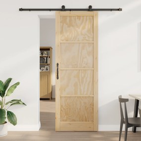 Porta Deslizante vidaXL com Conjunto de Hardware 83x232 cm Madeira Sólida de Pinho