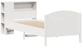 Cama com estante sem colchão 90x200 cm pinho maciço branco