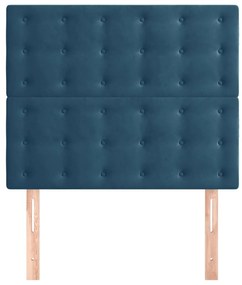 Cabeceira de cama 2 pcs veludo 90x5x78/88 cm azul-escuro