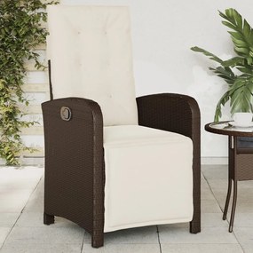 Cadeiras jardim reclináveis 2 pcs c/ apoio de pés vime castanho