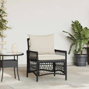 Cadeira de Jardim com Almofadas Preta 60x70x78 cm Vime
