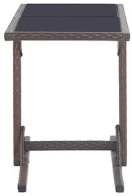 3 pcs conj. jantar p/ jardim vime PE e vidro temperado castanho