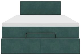 Estrutura de cama otomana com colchão verde escuro veludo