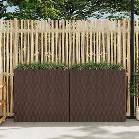 vidaXL Floreira de jardim com 4 vasos 2 pcs vime PE castanho