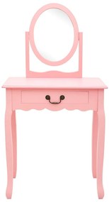 Toucador c/ banco 65x36x128 cm MDF e madeira de paulownia rosa