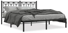 Estrutura de cama em metal com cabeceira 150x200 cm preto