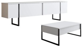 Conjunto de Mobiliário de Sala Luxe Set – Branco/Preto – Espessura 18