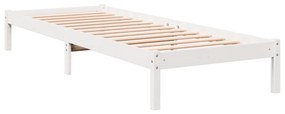 Cama extra longa sem colchão 90x210 cm pinho maciço branco