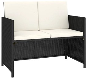 Conjunto de jantar para exterior c/ almofadões 6 pcs vime preto