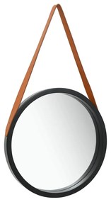 vidaXL Espelho de parede com alça 40 cm preto