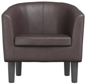 Poltrona couro artificial castanho
