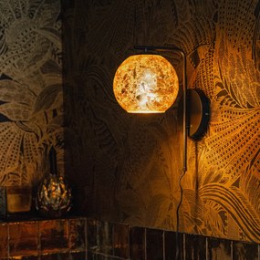 Candeeiro de parede design preto com vidro dourado - Bert