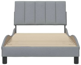 Estrutura de cama sem colchão 100x200 cm tecido cinzento-claro