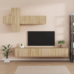 vidaXL Conjunto móveis de TV 7 pcs madeira processada carvalho sonoma
