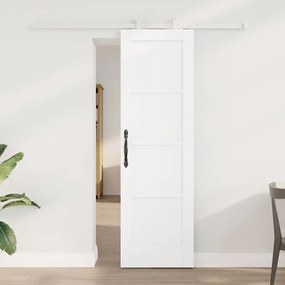 Porta Deslizante vidaXL com Conjunto de Ferragens Branca 61x198,5 cm Madeira Sólida de Pinheiro