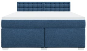 Cama com molas/colchão 180x200 cm tecido azul