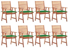 vidaXL Cadeiras de jantar p/ jardim 8 pcs c/ almofadões acácia maciça