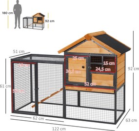 Coelheira para pequenos animais de estimação de 2 níveis com rampa e bandeja removível 122x63x92 cm madeira e cinza