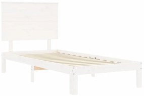 Estrutura de cama com cabeceira 100x200cm madeira maciça branco